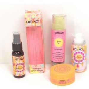 Amika Hair Care Collection with Pink and Yellow Packaging